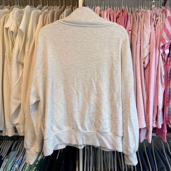 Varley Hawley Quarter Zip Sweatshirt in Ivory Marl - Picture 5 of 5